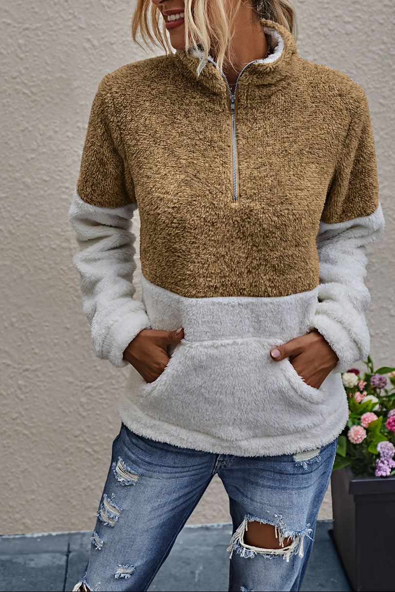 Savannah - Felpa in pile calda e alla moda con zip