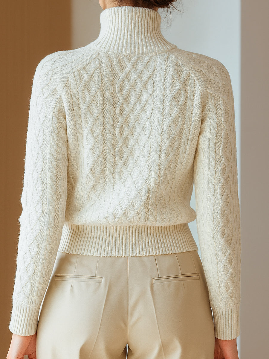Cardigan Donna in Maglia a Trecce con Zip