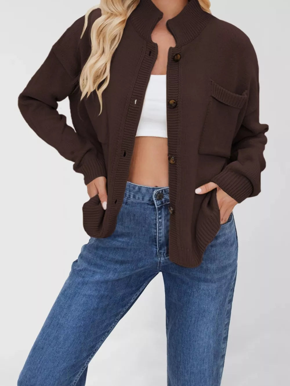 Viella - Cardigan chic casual in maglia con bottoni