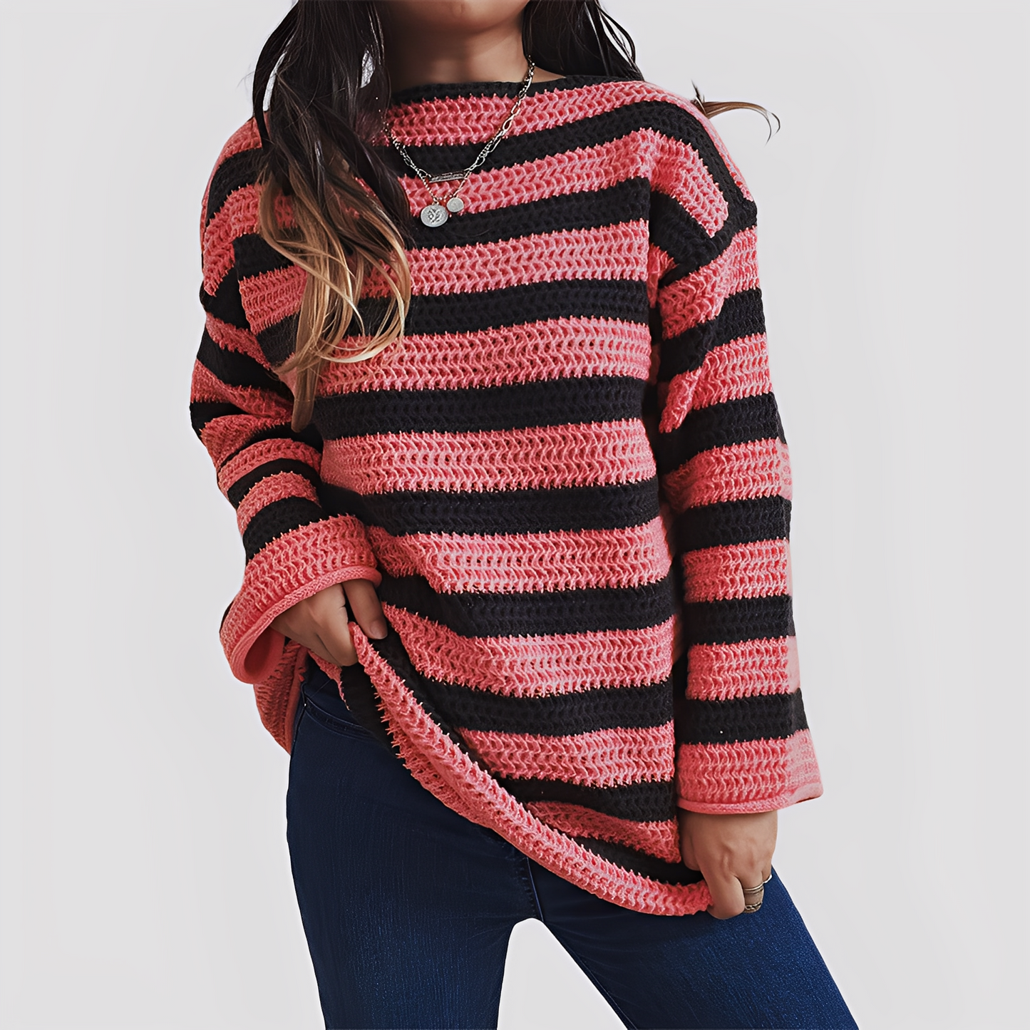 Tabina - Maglione ampio a righe, cozy e stiloso