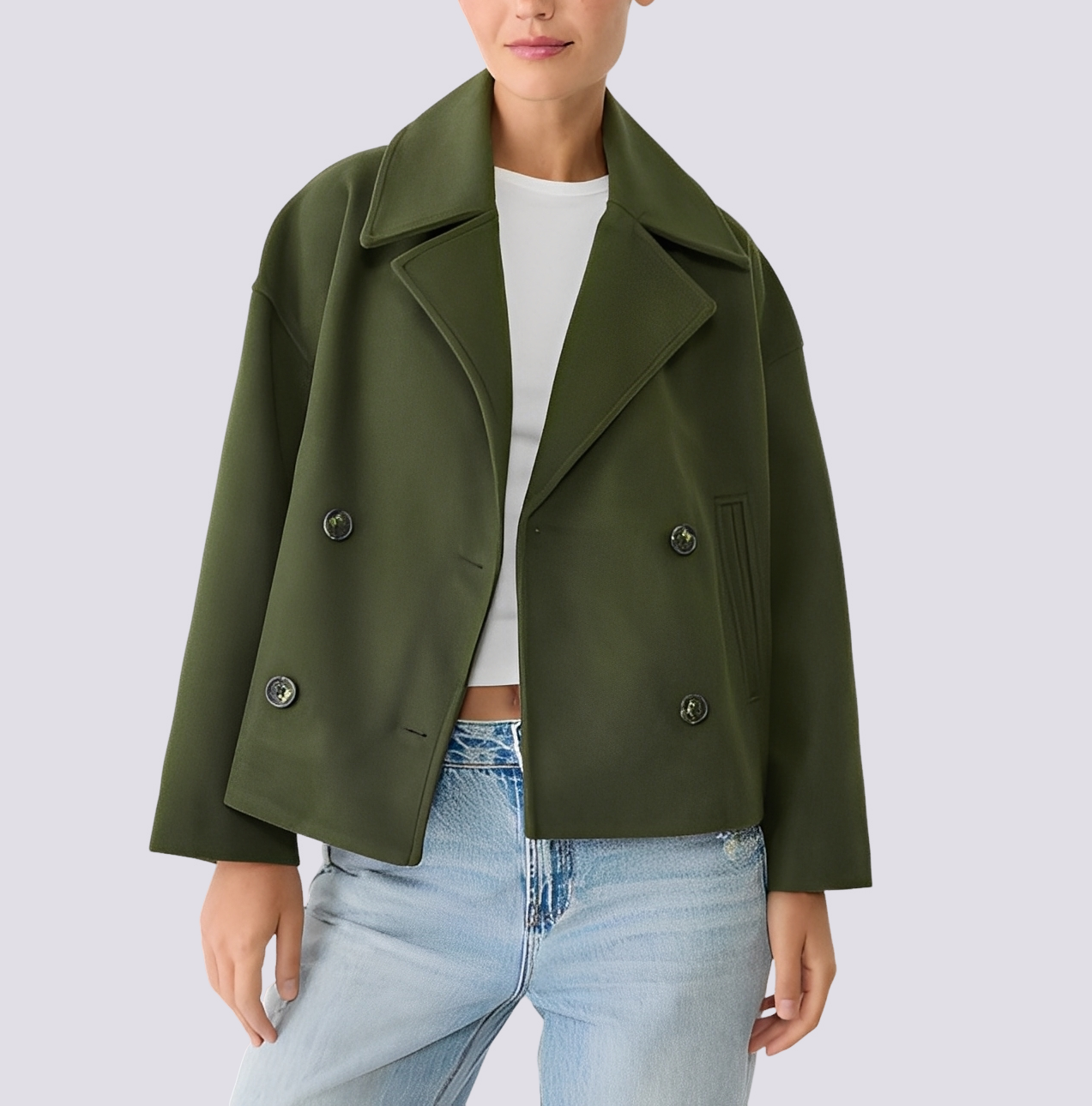 Julissa - Elegante Cappotto Corto in Stile Lana a Vestibilità Ampia