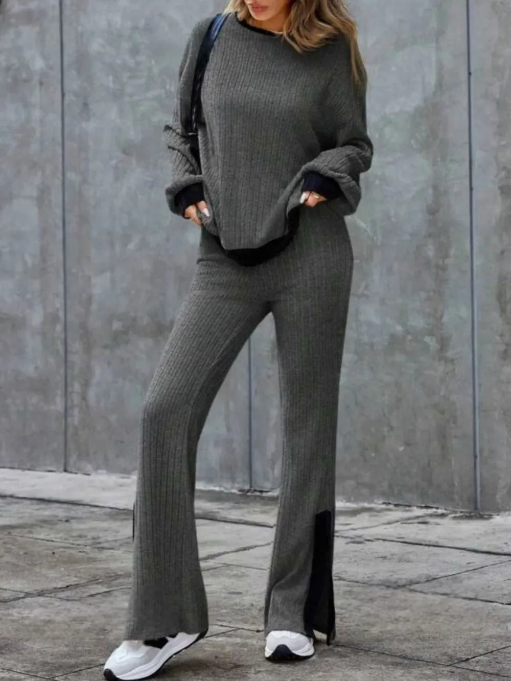 Devora - Completo con maglione a contrasto e pantaloni a gamba larga