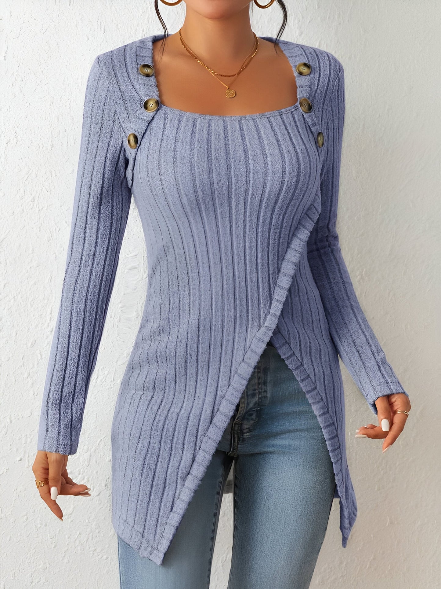 Lidian - Maglione cozy e stiloso con orlo asimmetrico