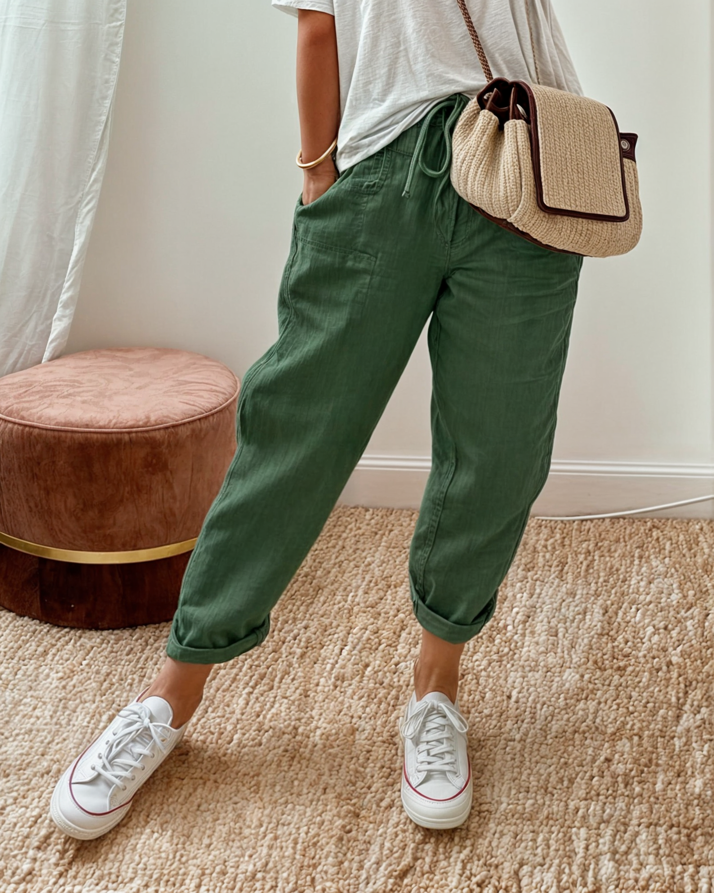 Pantaloni Donna a Gamba Ampia con Coulisse