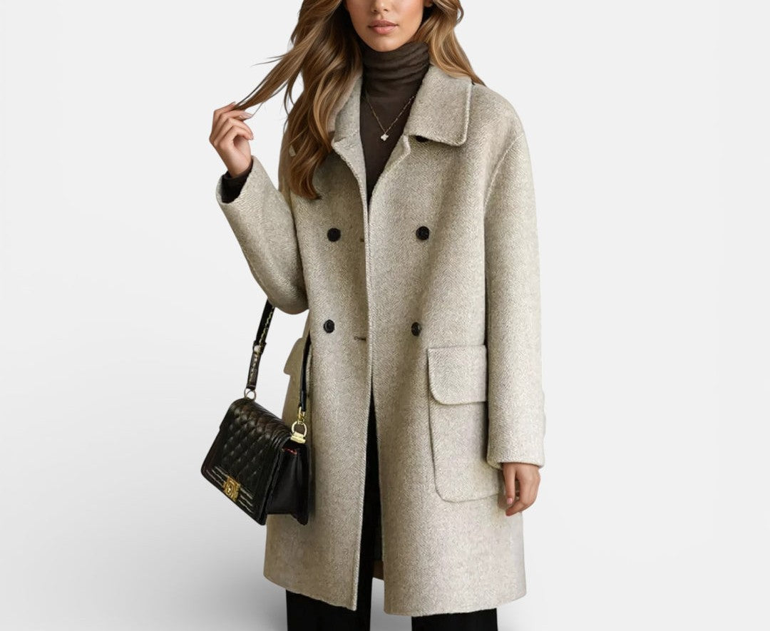 Lorayne - Cappotto lungo elegante e caldo effetto cashmere