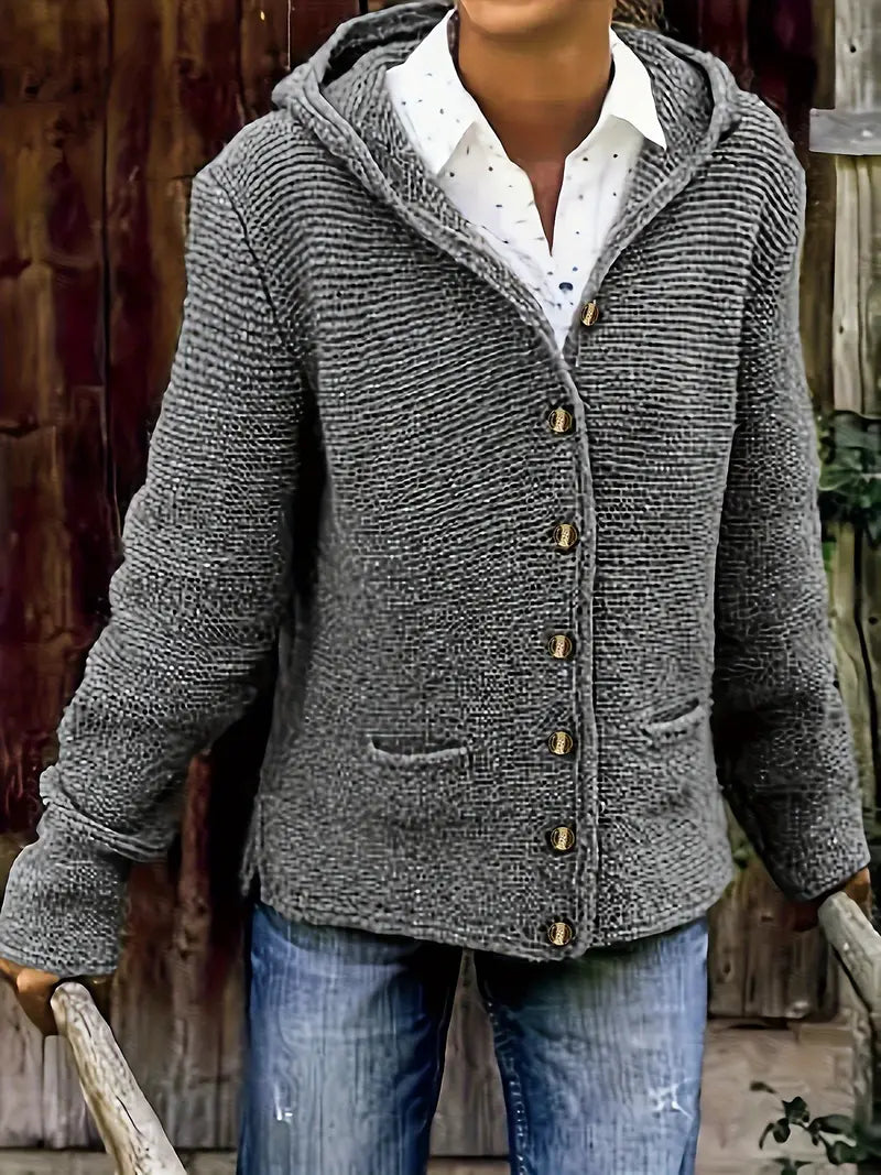 Joelle - Cardigan Elegante Lavorato a Maglia con Cappuccio e Maniche Lunghe