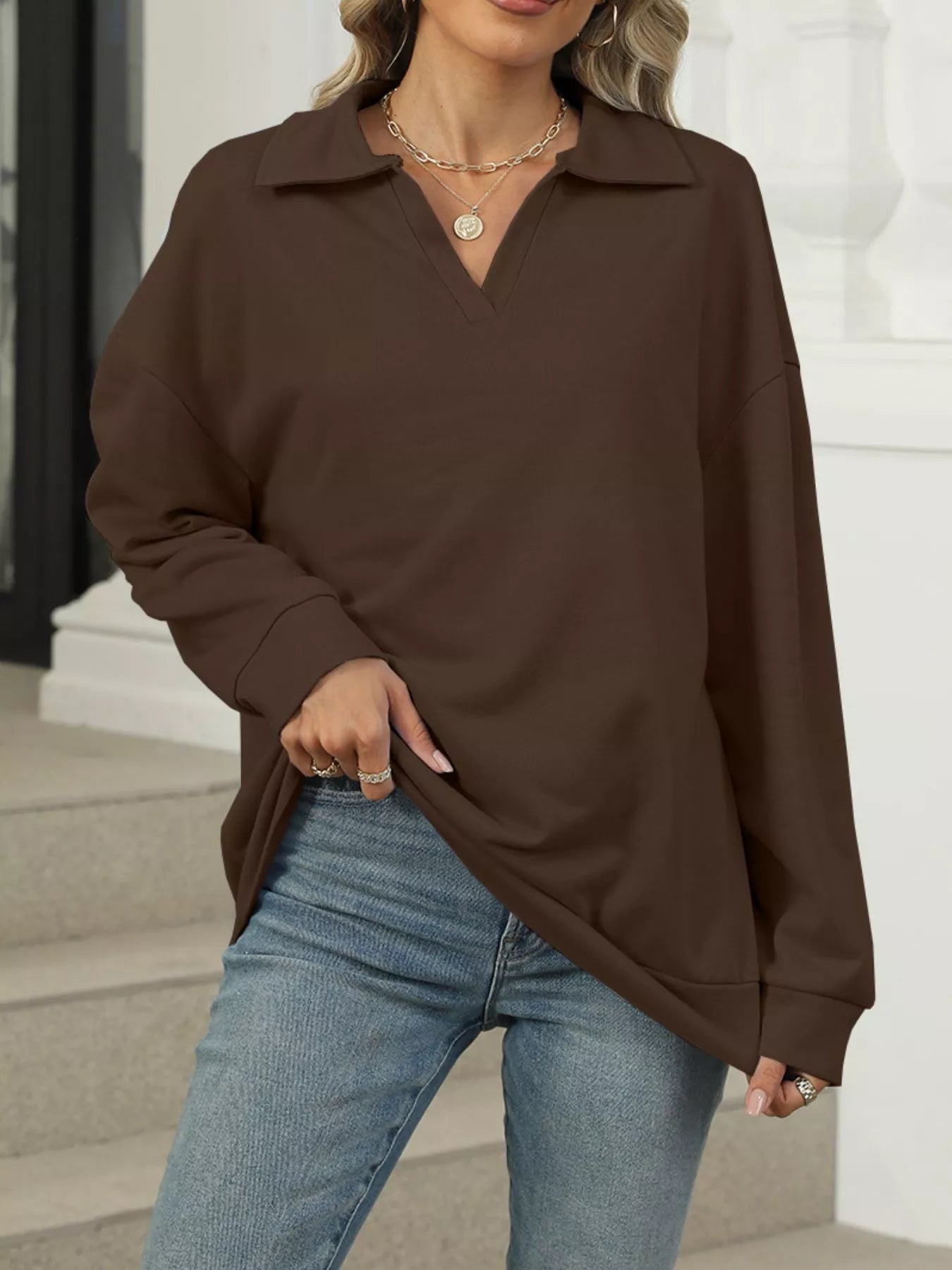 Dannica - Felpa casual calda a maniche lunghe