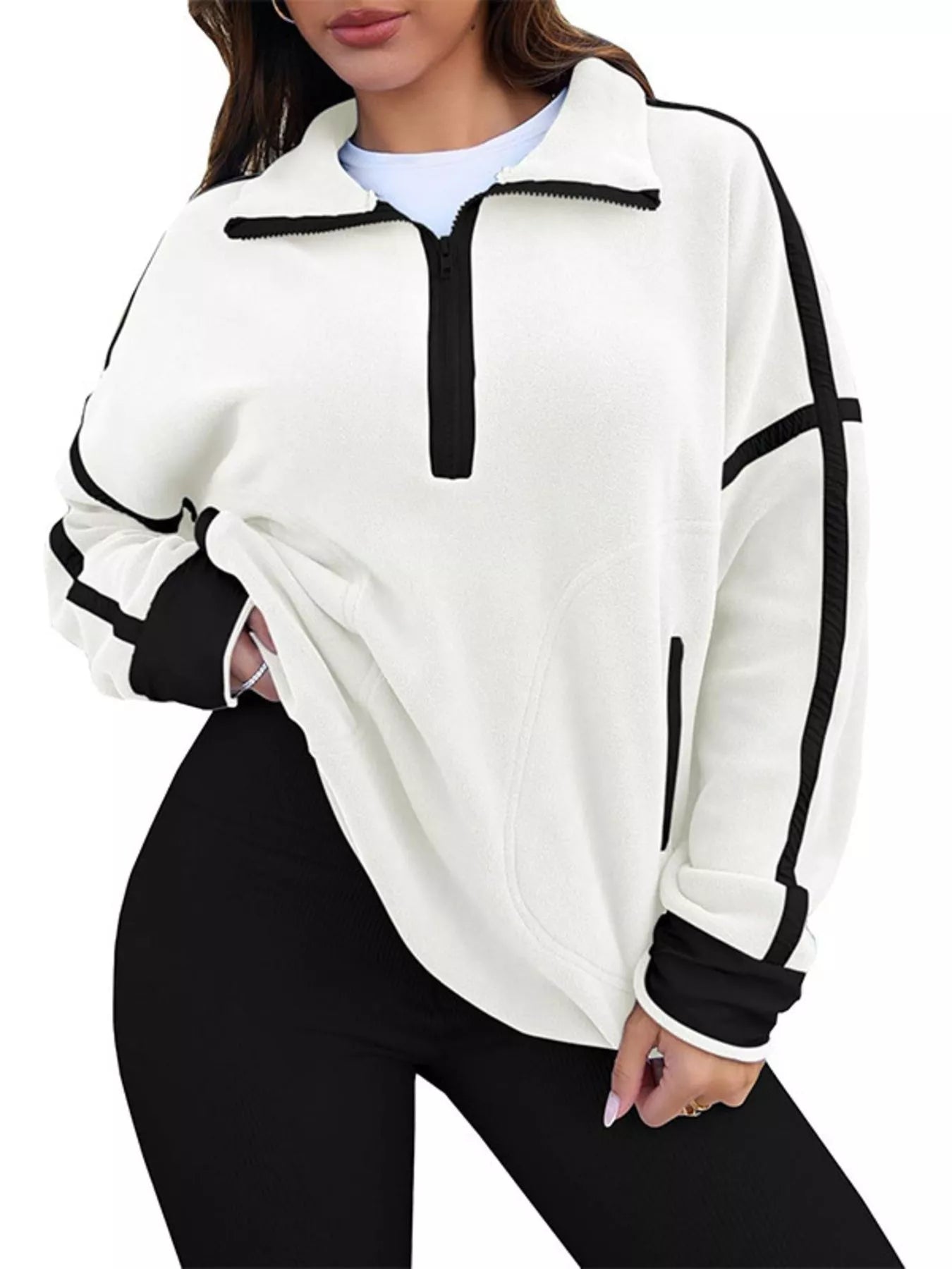 Elenna - Maglione casual elegante con mezza zip