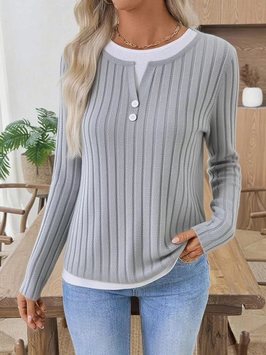 Fanny - Felpa a maniche lunghe in maglia a coste elegante