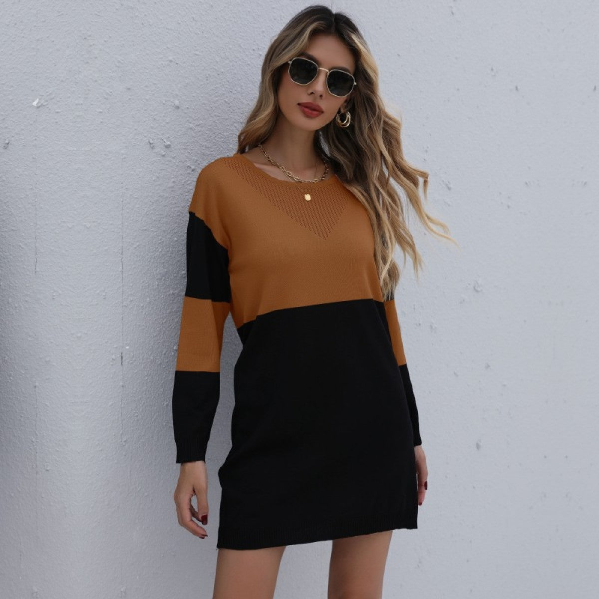 Zorah - Vestito a maglia casual a maniche lunghe