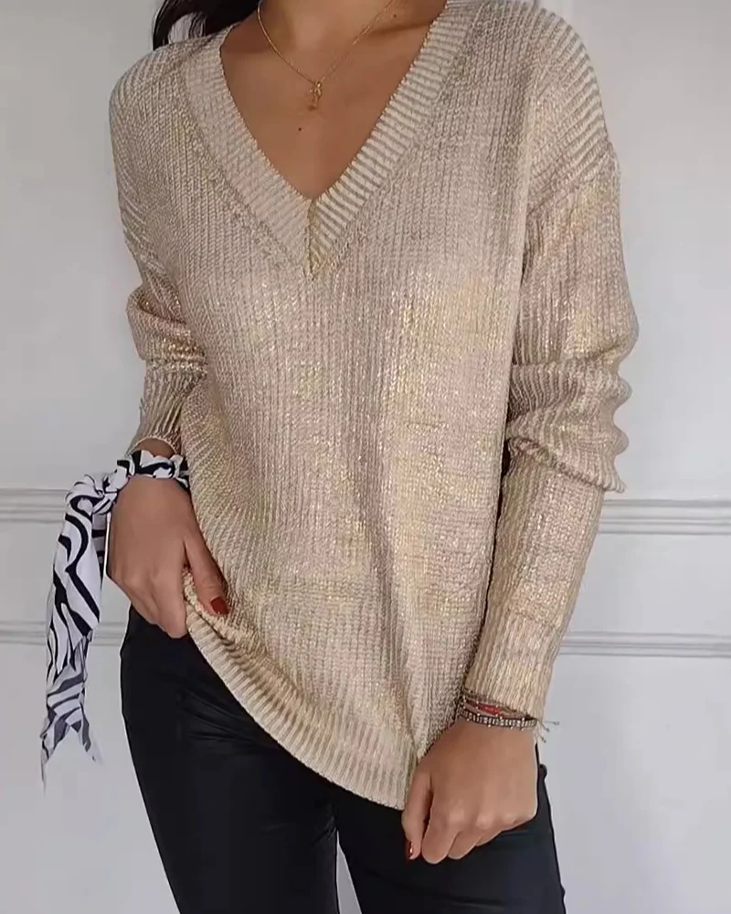 Renesmae - Maglione casual a V caldo e confortevole