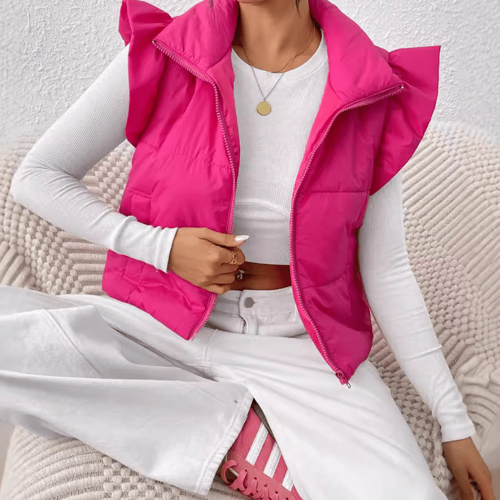 Sammey - Gilet imbottito con volant e zip