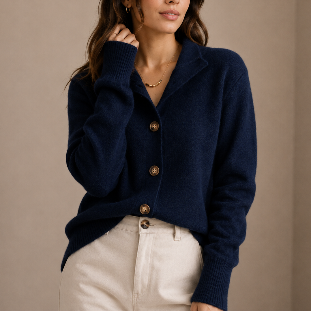 Cardigan in Maglia con Colletto e Bottoni da Donna