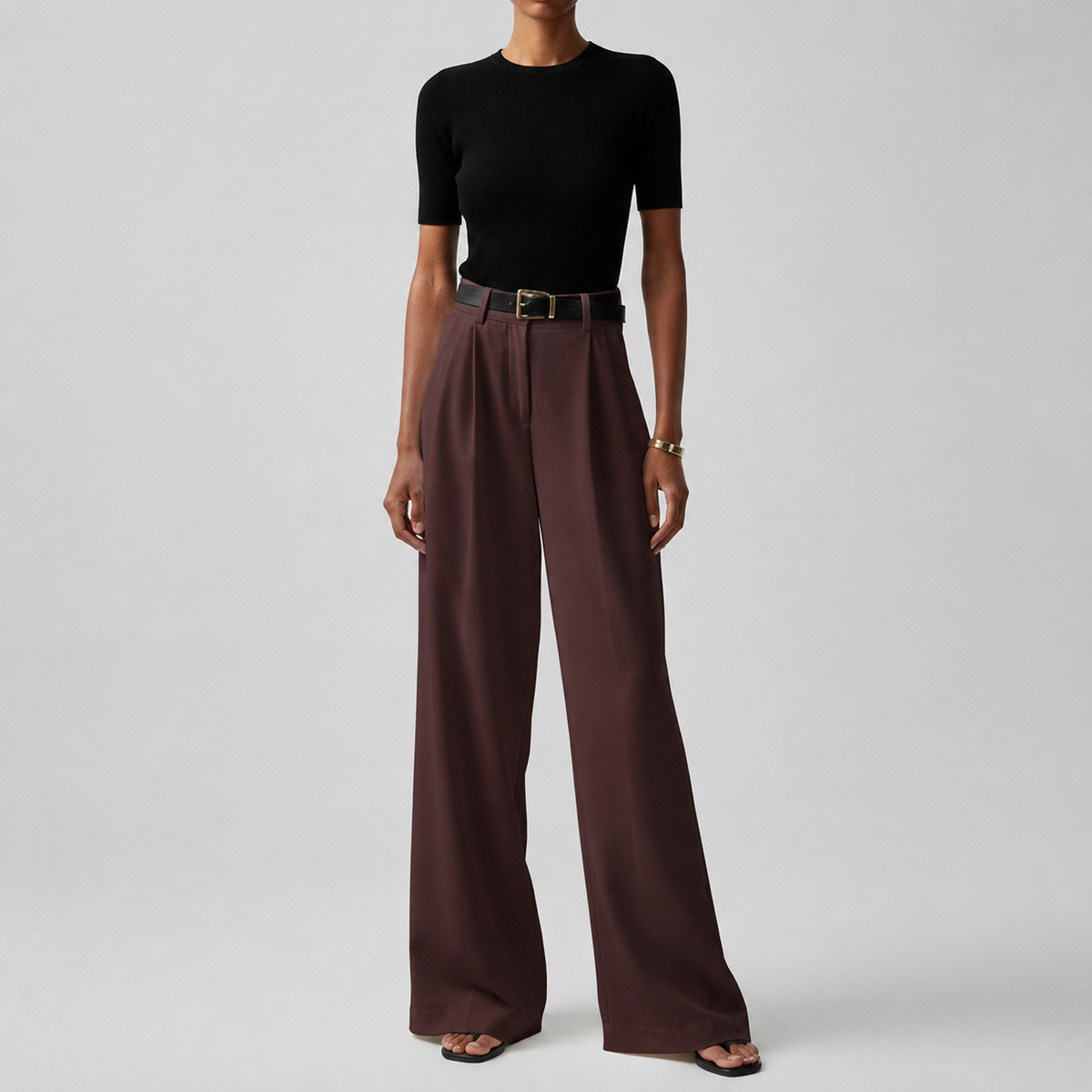 Pantaloni Larghi a Vita Alta da Donna