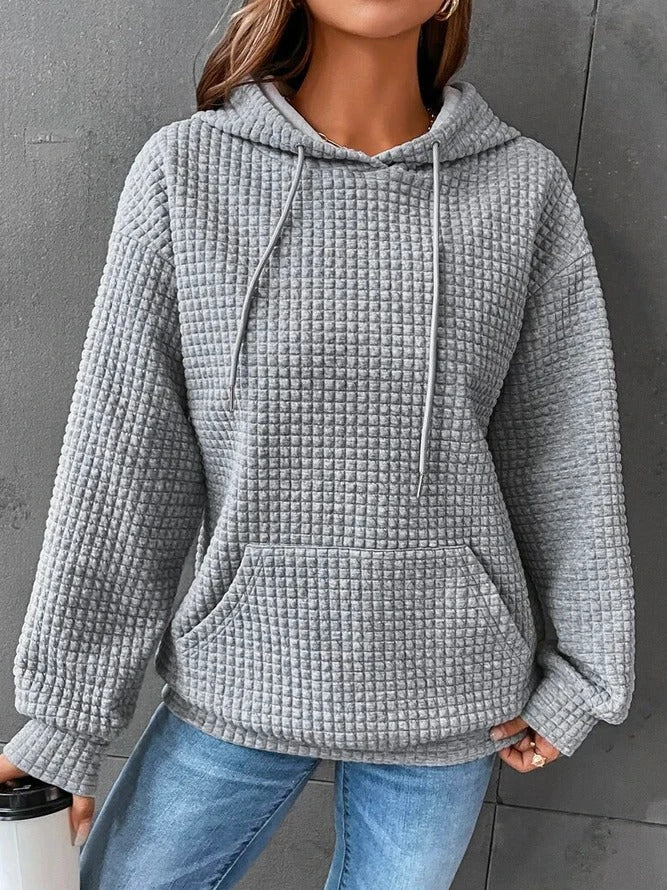 Felpa Oversize in Maglia Waffle da Donna