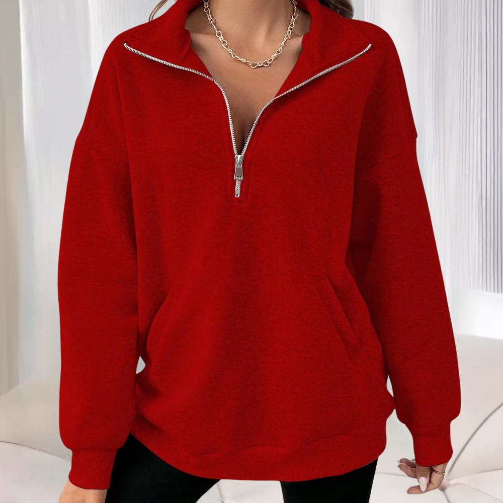 Xandria - Maglione ampio e stiloso con mezza zip