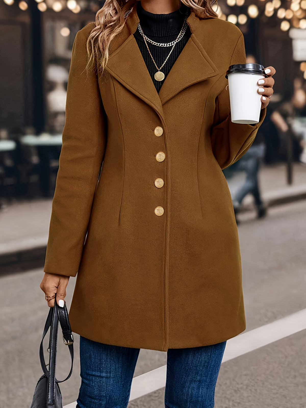 Cappotto da Donna in Misto Lana con Bottoni Dorati