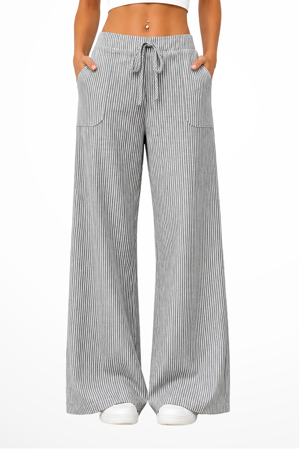 Pantaloni a Righe con Coulisse da Donna