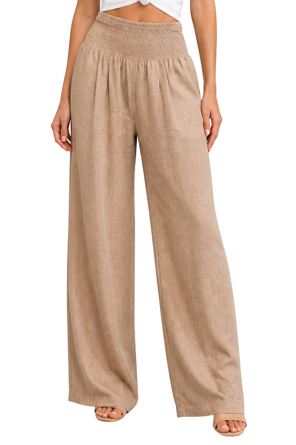 Pantaloni in Lino con Vita Arricciata da Donna