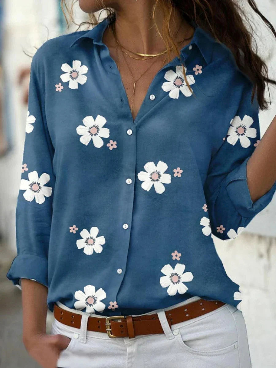 Blusa Floreale a Maniche Lunghe da Donna