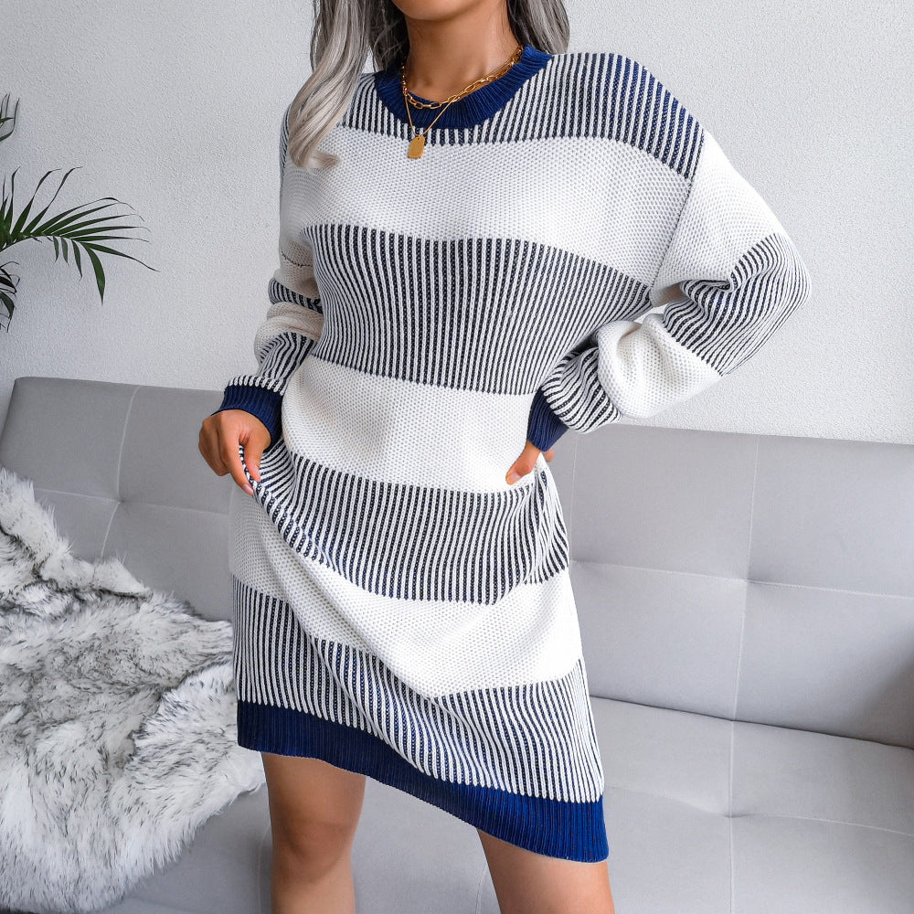 Zailey - Vestito a maglia oversize con righe casual