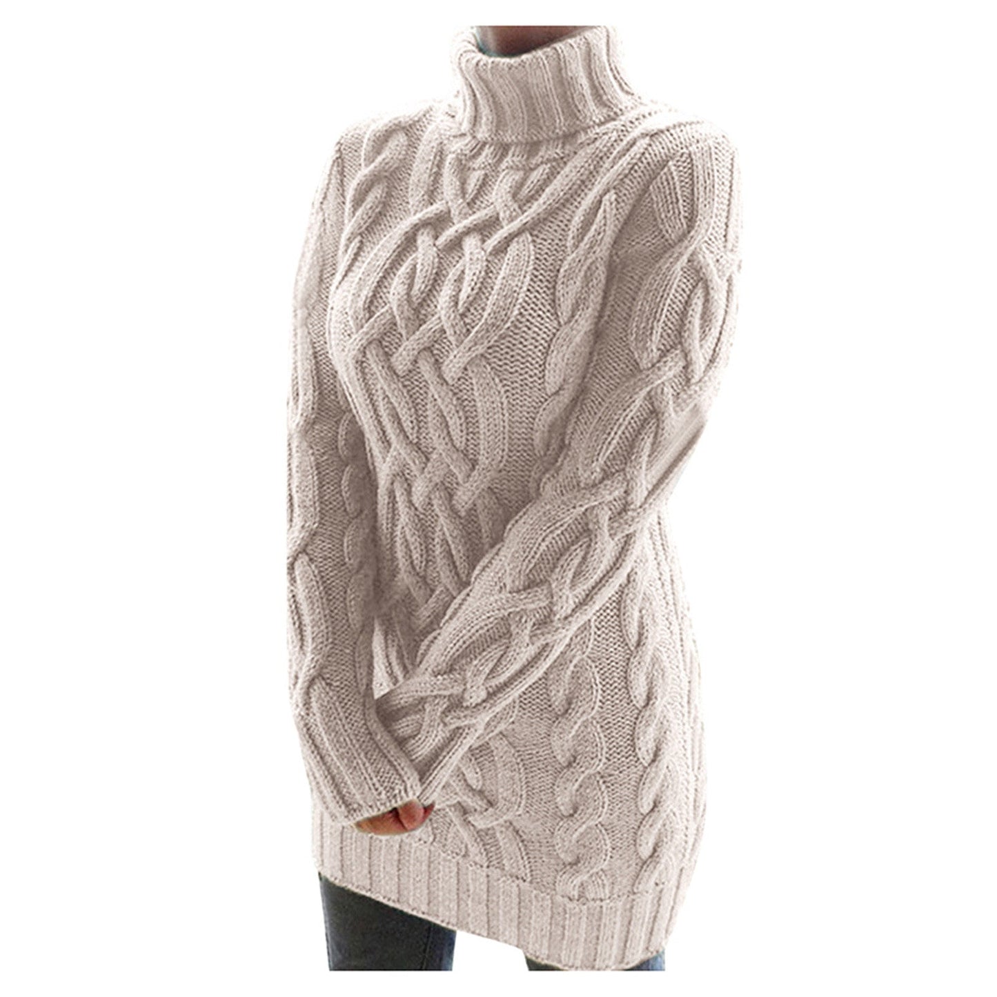 Silvestra - Vestito maglione a collo alto lavorato a trecce