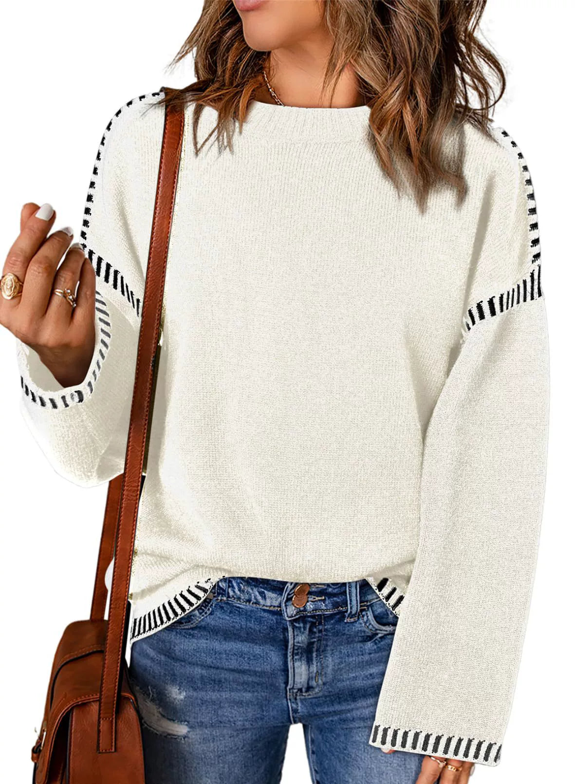 Zevina - Comodo maglione oversize a trecce