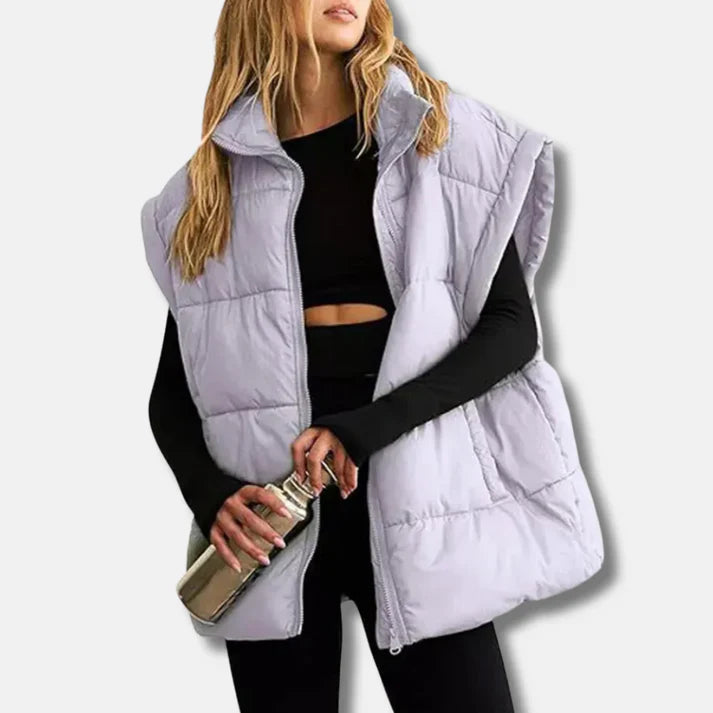 Tessa - Gilet trapuntato largo con collo alto