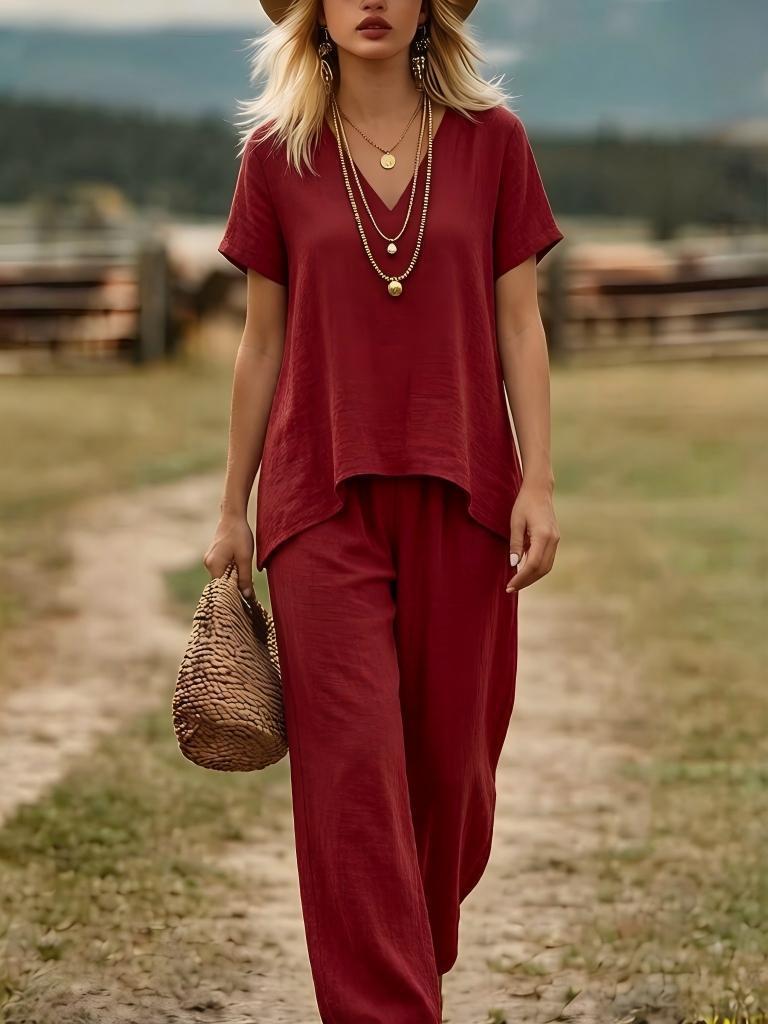 Completo da Donna in Lino con Pantaloni dal Taglio Rilassato