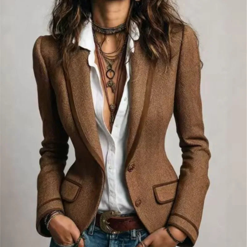 Blazer Sartoriale da Donna con Profili a Contrasto
