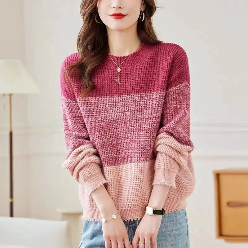 Micah - Maglione caldo elegante a righe oversize