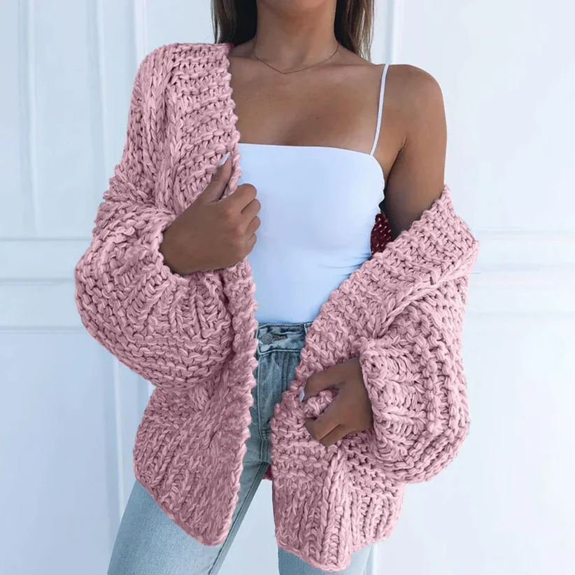 Pamela - Cardigan morbido a maglia grossa, caldo e a vestibilità ampia