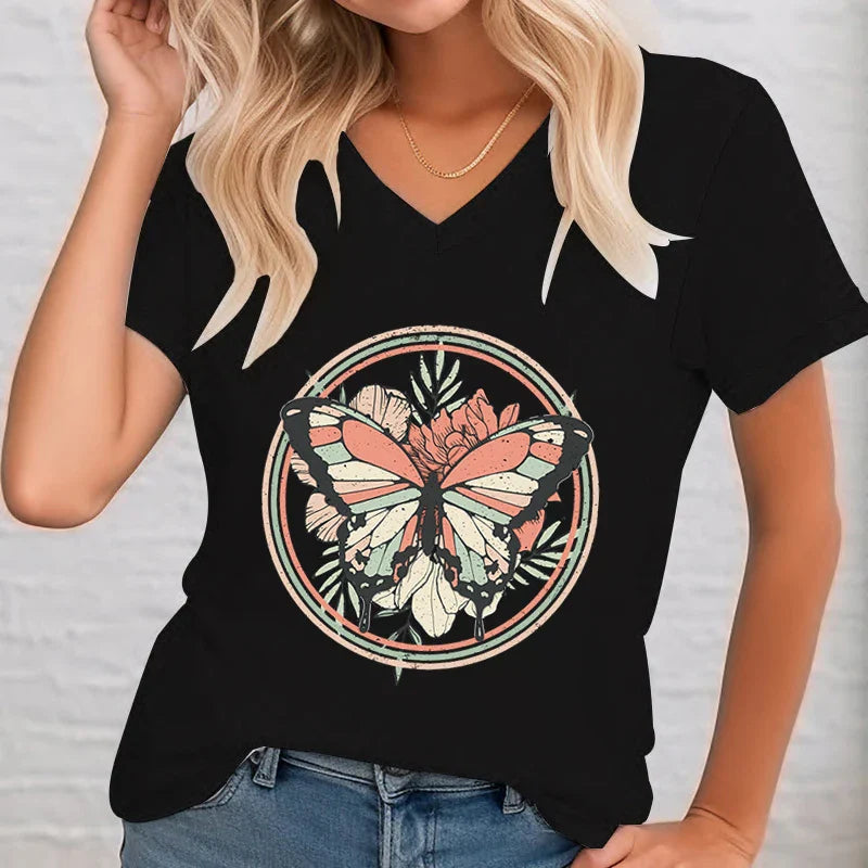 Alma - Camicia stampata con scollo a V