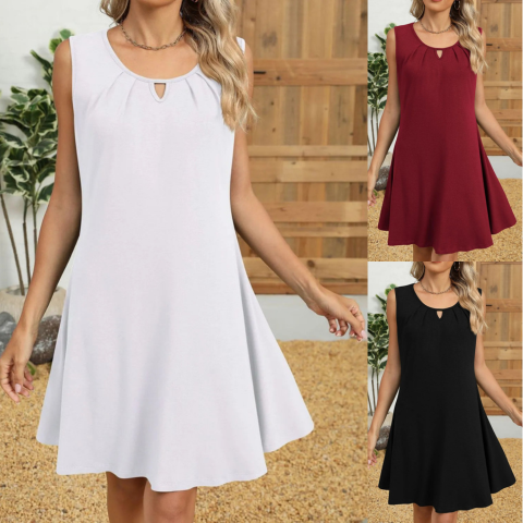 Jenny - Elegante mini abito senza maniche con scollo rotondo