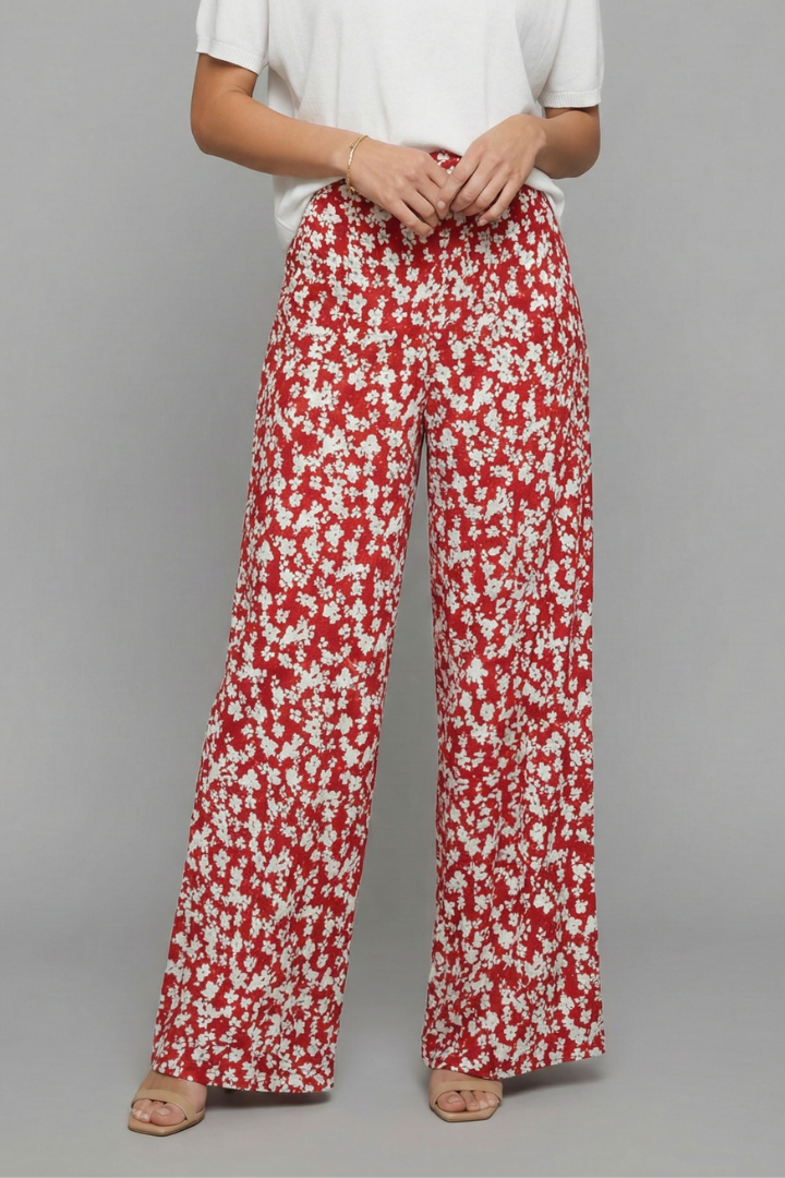 Pantaloni Palazzo con Stampa Floreale da Donna
