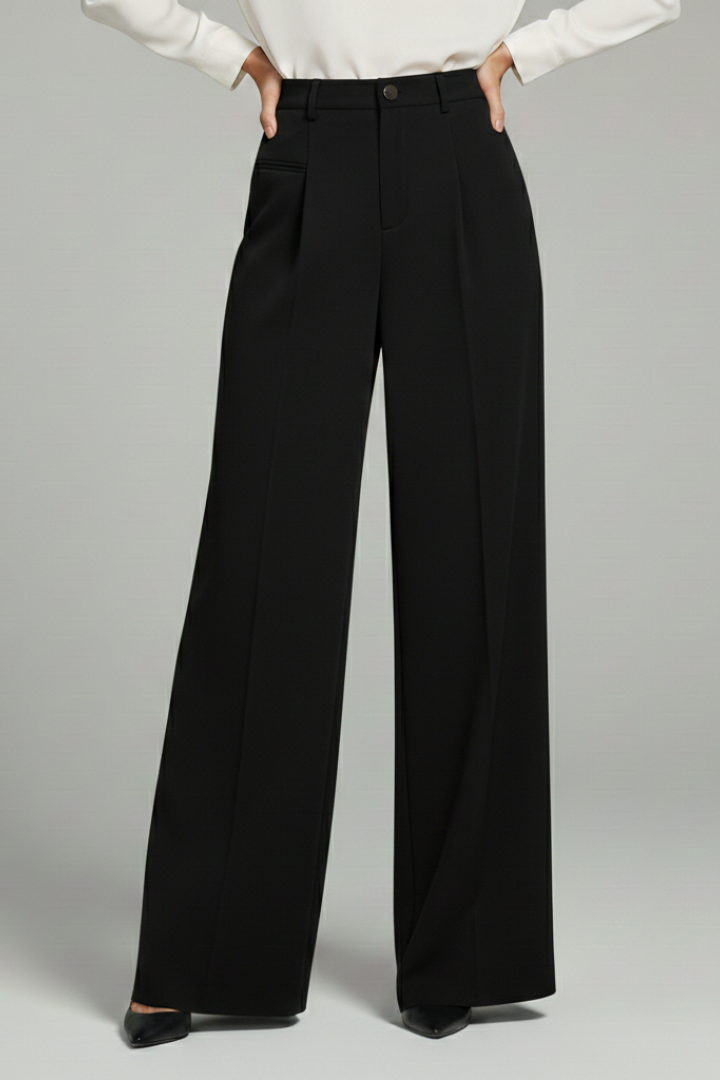 Pantaloni Palazzo Plissettati a Gamba Larga da Donna