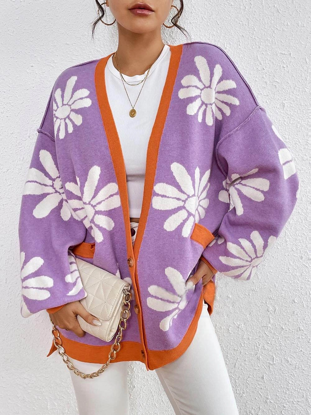 Dalia - Cardigan casual con stampa floreale elegante