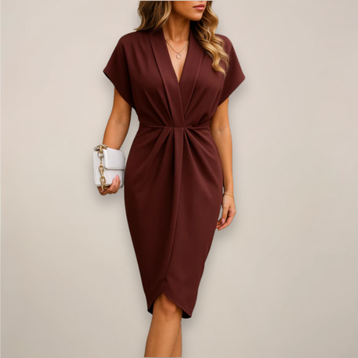 Abito Midi a Portafoglio Elegante da Donna