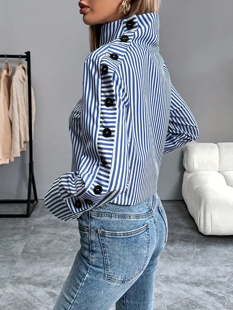 Amara - Camicia a righe a maniche lunghe per donna
