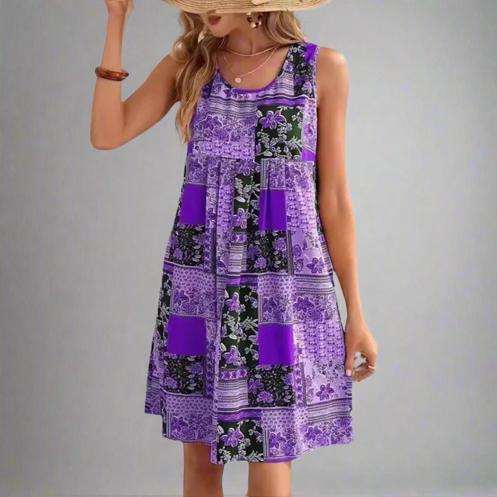 Abito Boho Patchwork Senza Maniche da Donna
