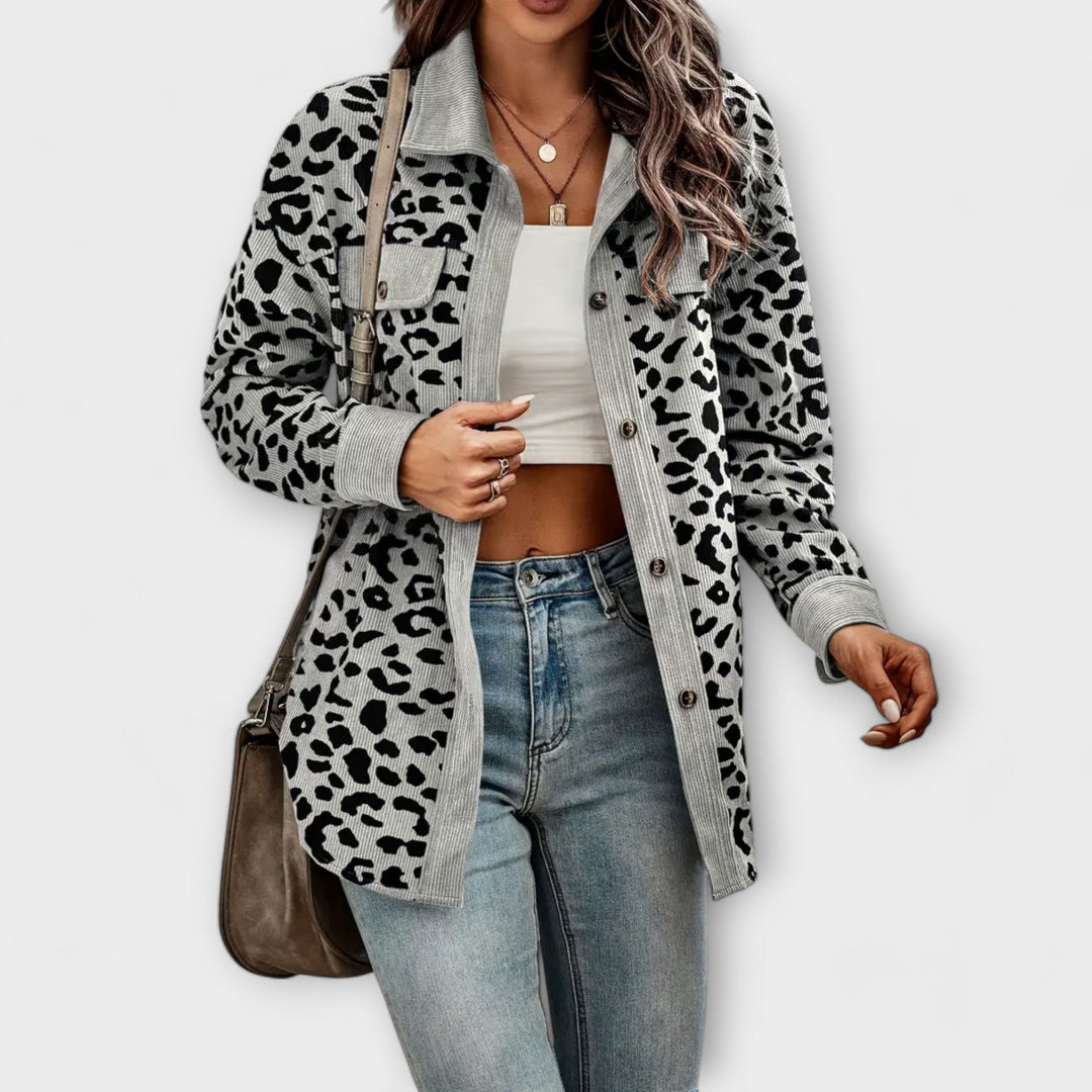 Melanie - Giacca versatile ed elegante con bottoni leopardati
