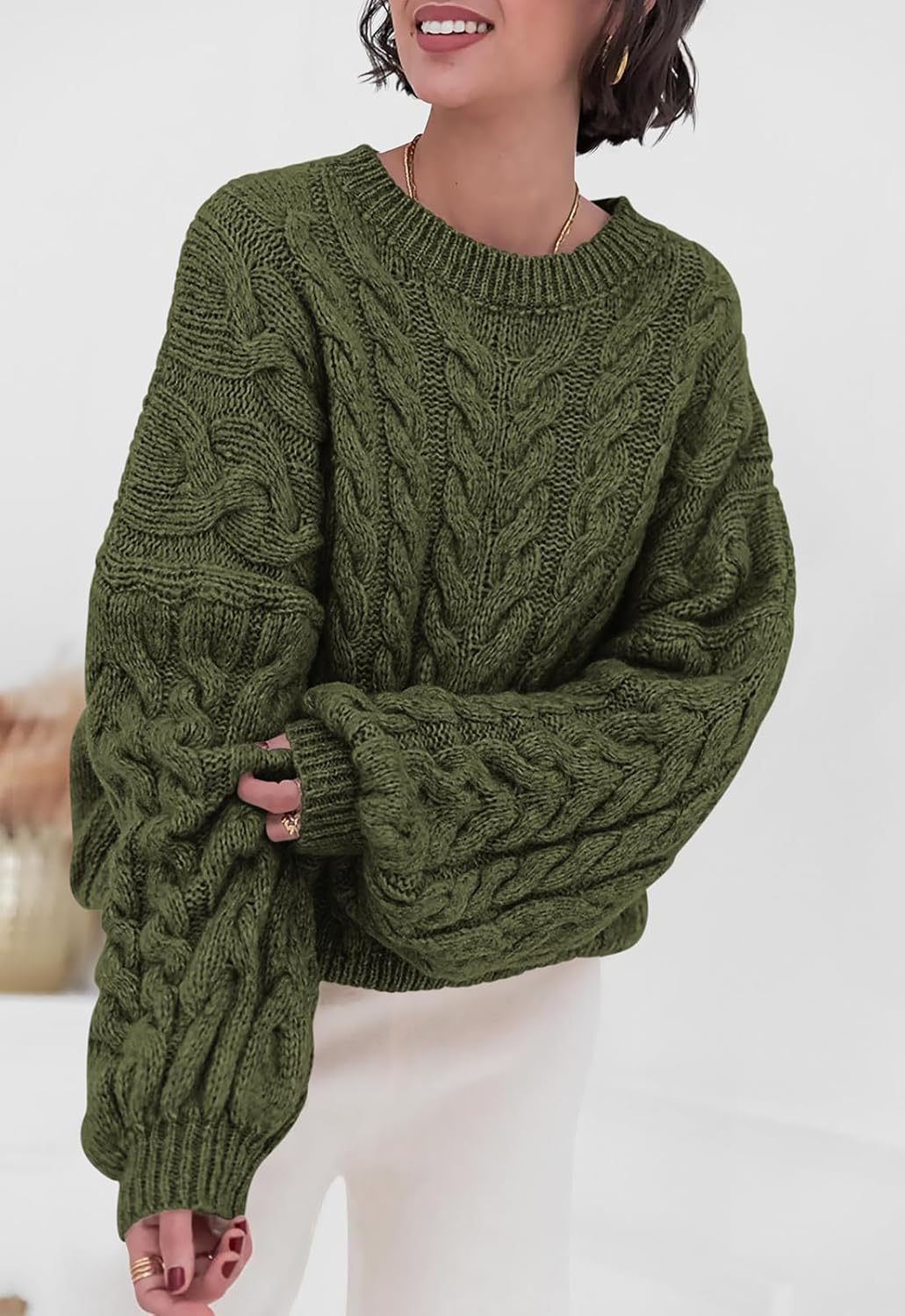 Hara - Maglione Chic a Treccia con Girocollo e Vestibilità Ampia