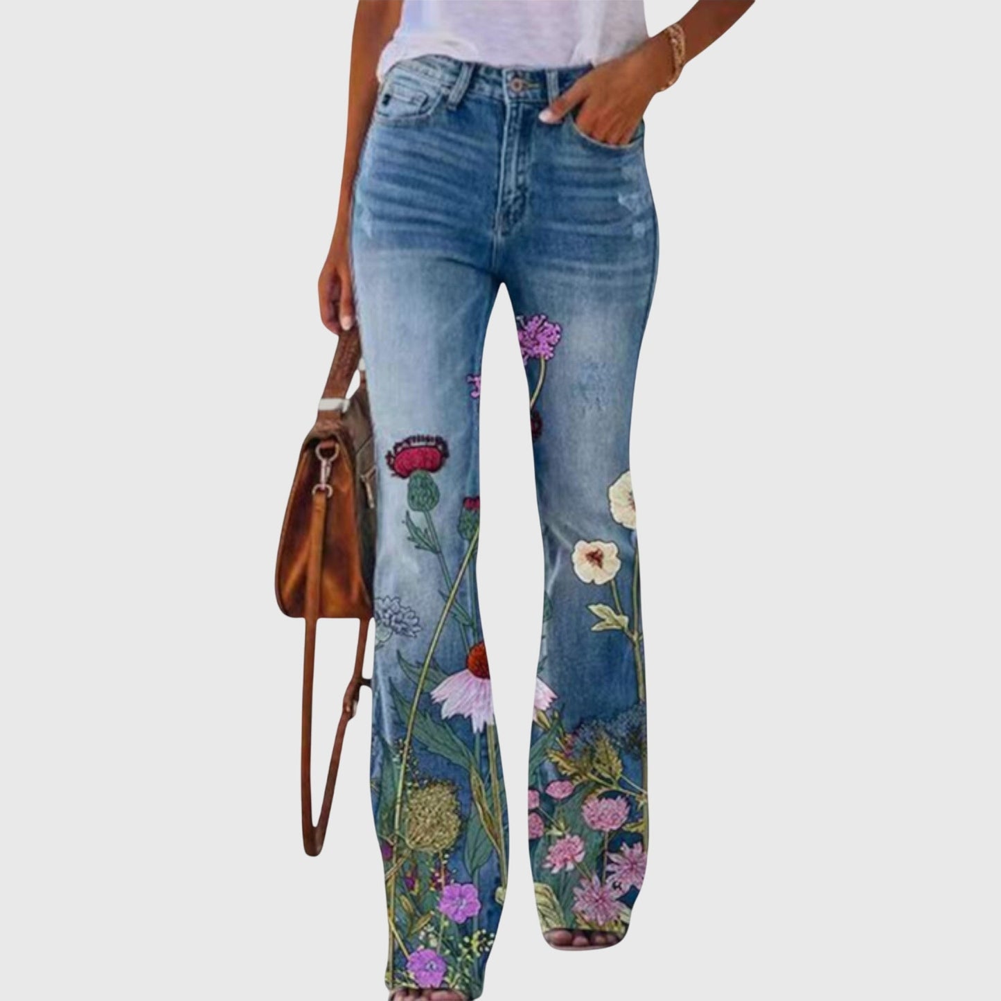 Jeans Skinny da Donna con Stampa Floreale