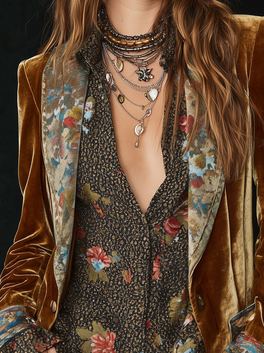 Blazer Patchwork Floreale Vintage da Donna