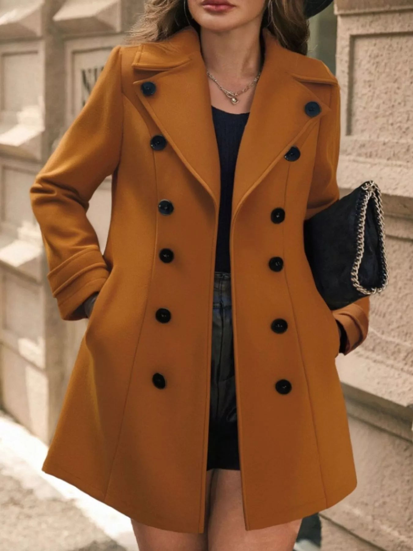 Alliah - Elegante cappotto blazer doppiopetto