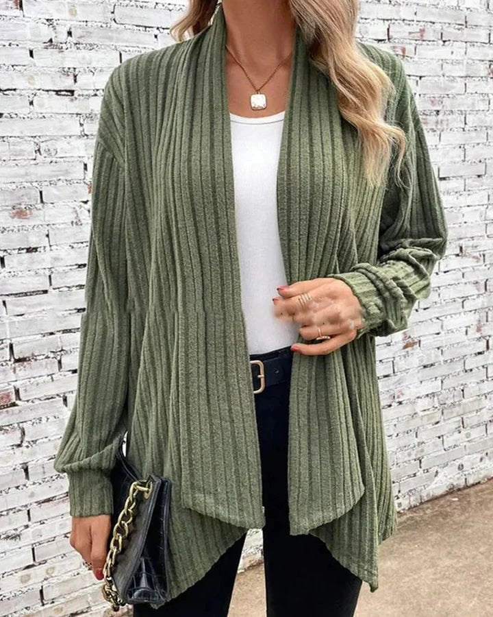 Leticia - Cardigan chic a coste con apertura frontale