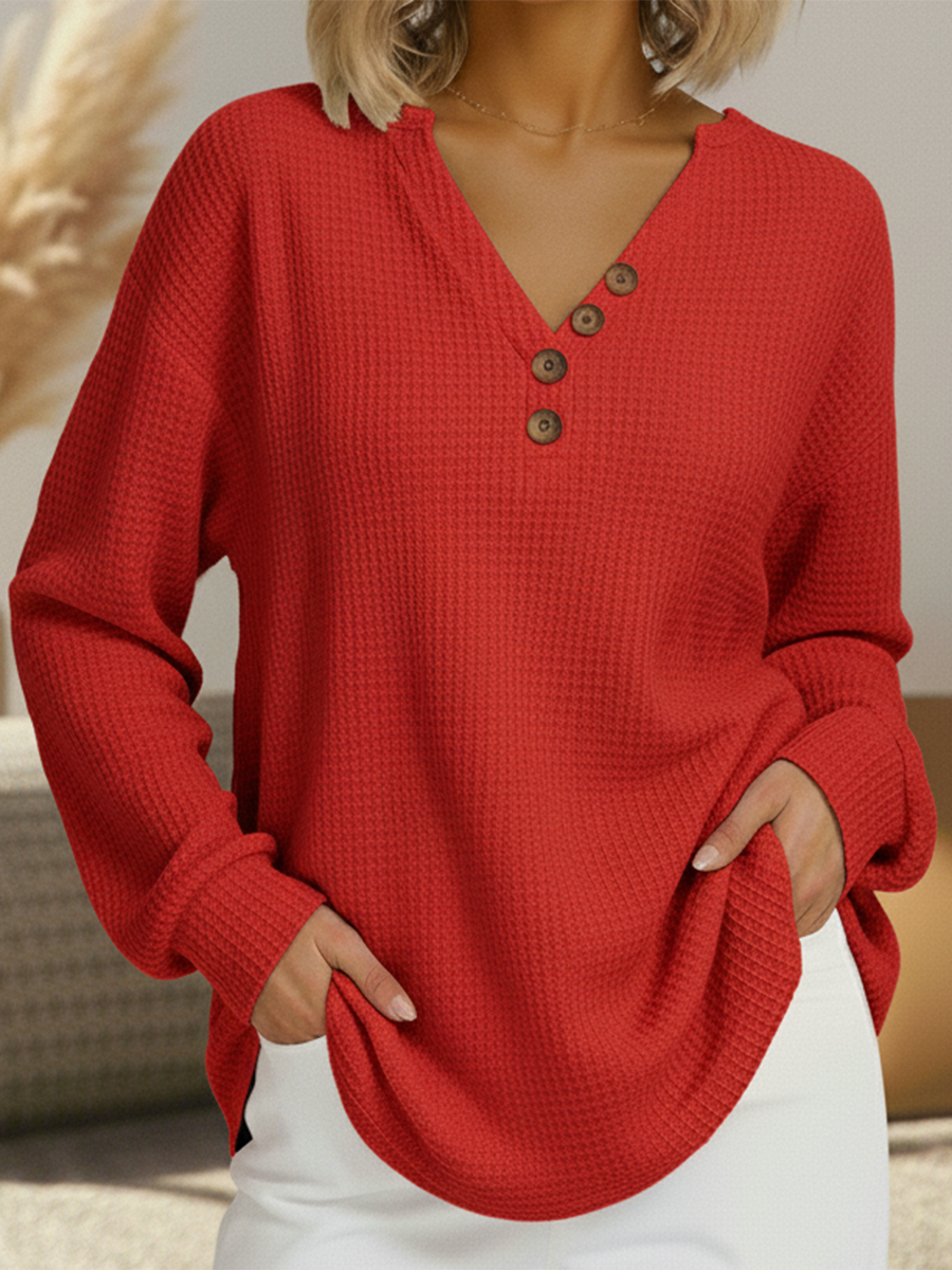 Rayana - Maglione casual in maglia waffle