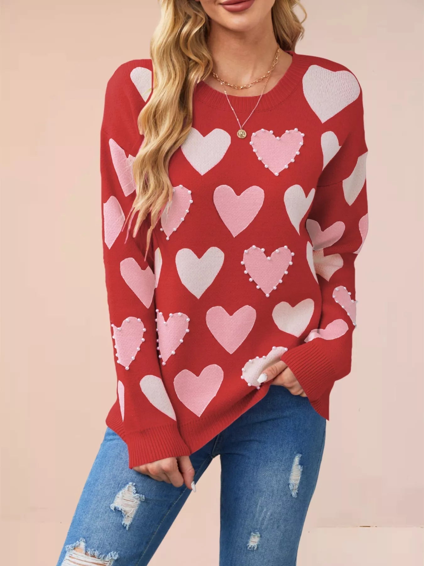Valkyrie - Maglione caldo e accogliente con motivo a cuore