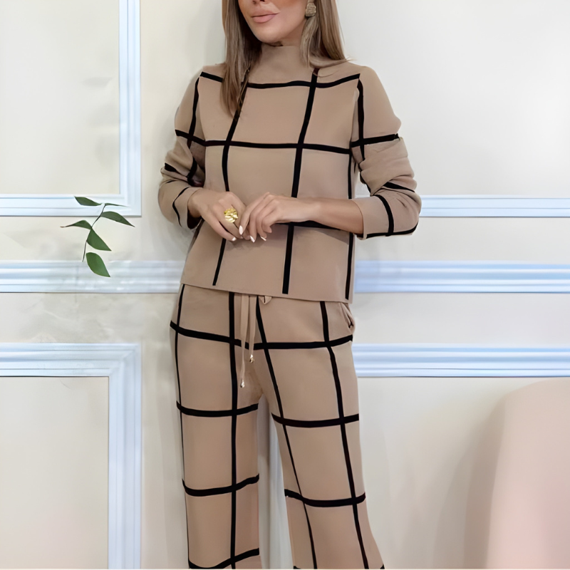 Lizzette - Set elegante con maglione e pantaloni a quadri