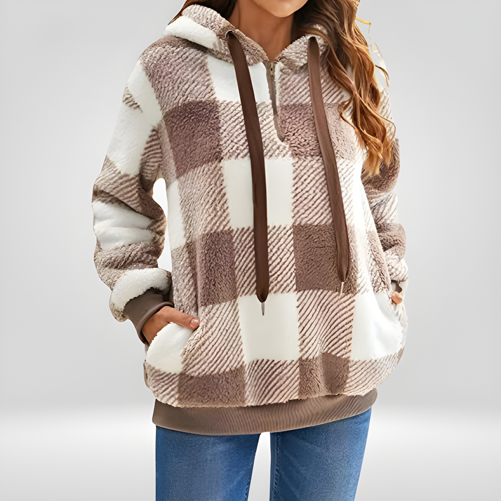 Layne - Giacca casual con cappuccio e motivo a quadri